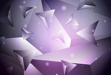 Koyu Mor, pembe vektör soyut mozaik fon. Üçgenlerden oluşan parlayan çokgen çizimler. Broşürünüz için yepyeni bir tasarım..