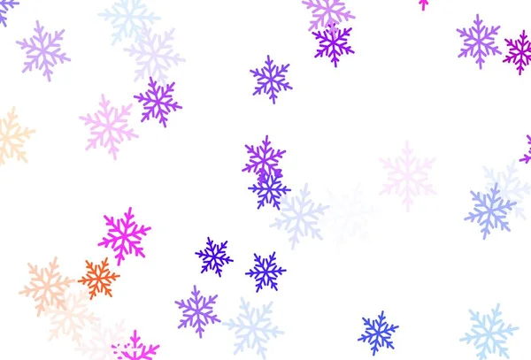 浅蓝色 红色矢量背景 美丽的雪花 多彩的雪花和渐变的雪花 新年宣传单的基本内容 — 图库矢量图片