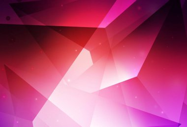 Açık pembe, kristalli sarı vektör şablonu, üçgenler. Soyut üçgenli dekoratif tasarım. İniş sayfası için modern şablon.