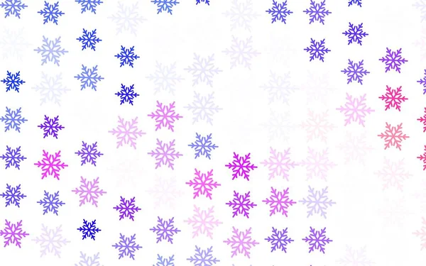 淡淡的粉红 红色的矢量布局与明亮的雪花 多彩的雪花和渐变的雪花 商业广告的新年设计 — 图库矢量图片