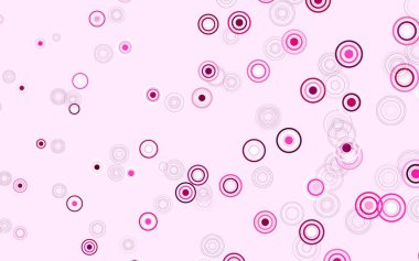 Disklerle açık pembe vektör dokusu. Doğa tarzında renkli baloncuklu soyut illüstrasyon. Güzel web siteleri için desen.