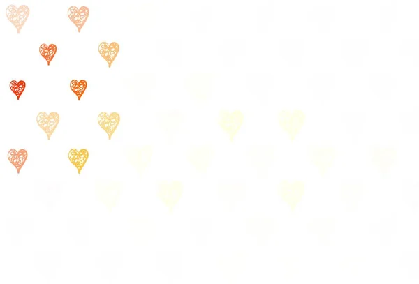 Ανοιχτό Κόκκινο Κίτρινο Διάνυσμα Φόντο Γλυκές Καρδιές Λαμπερή Απεικόνιση Καρδιές — Διανυσματικό Αρχείο