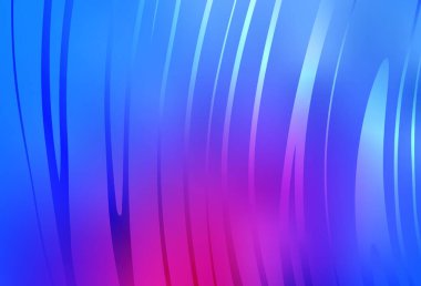 Açık Pembe, çizgileri olan mavi vektör arkaplan. Kavisli çizgilerden oluşan parlak bir illüstrasyon. Tasarımınız için basit şablon.