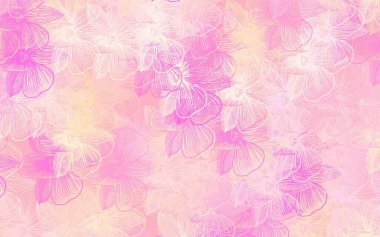 Açık pembe, çiçekli sarı vektör soyut deseni. Karalama tarzında çiçekli soyut illüstrasyon. Markan için şık bir model..