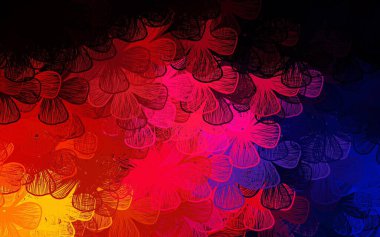 Koyu mavi, kırmızı vektör arka planı ağaçlar ve dallarla karalıyor. Çiçekli modern soyut illüstrasyon. İş tasarımınız için yepyeni bir tarz.