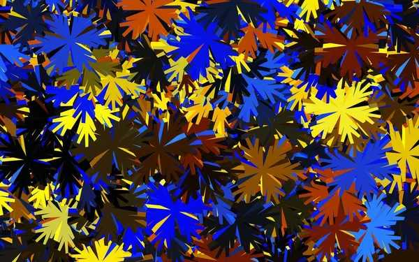 Azul Oscuro Textura Garabato Vector Amarillo Con Flores Ilustración Colorida — Archivo Imágenes Vectoriales