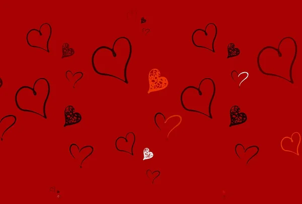 Ανοιχτό Κόκκινο Κίτρινο Διανυσματικό Πρότυπο Καρδιές Doodle Όμορφες Αφηρημένες Καρδιές — Διανυσματικό Αρχείο