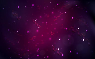 Xmas konfetisiyle koyu mor vektör arkaplan. Renkli konfeti ve kurdeleli soyut çizimler. Şablon karnaval ve festival broşürlerinde kullanılabilir..