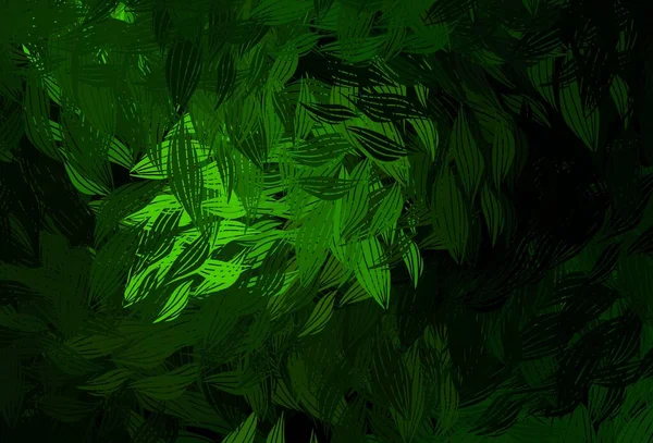 Design Astratto Vettoriale Verde Scuro Con Foglie Illustrazione Colorata Stile — Vettoriale Stock