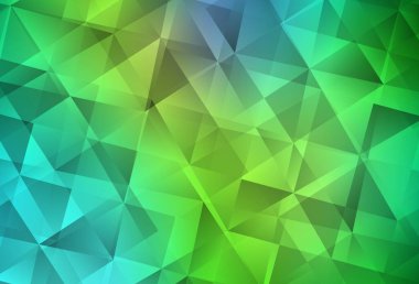 Açık mavi, yeşil vektör üçgen mozaik doku. Çokgen soyut çizim ve gradyan. Web siteniz için yeni bir doku.