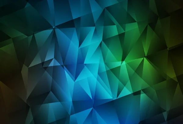 深蓝色 绿色矢量背景 有线条 三角形 闪烁着三角形状的抽象插图 登陆页的现代模板 — 图库矢量图片