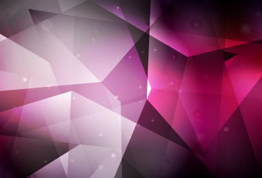 Çizgileri ve üçgenleri olan koyu pembe vektör arkaplanı. Renkli üçgenlerin olduğu bir resim. Broşürler, broşürler için desen