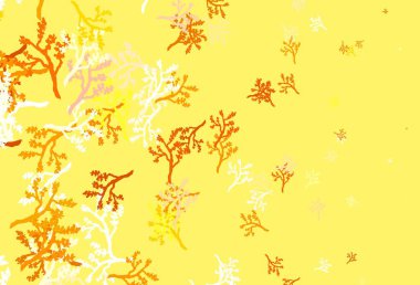 Açık Turuncu vektör arkaplanı dallarla karalıyor. Yapraklı soyut illüstrasyon, karalama tarzı dallar. Web sitesi yöneticileri ve tasarımları için desen.