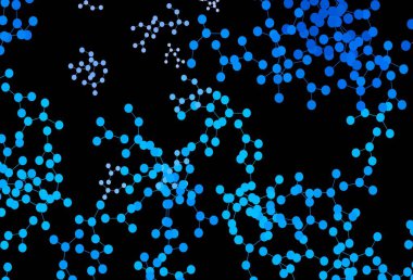 Yapay zeka ağlı koyu mavi vektör deseni. Yapay zekanın bağlantı ve noktalarıyla soyut illüstrasyon. Siber yeniliklerin tasviri için tasarım.