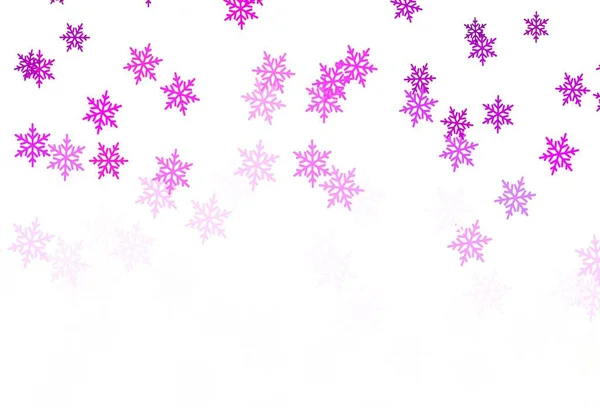 Luz Púrpura Patrón Vectorial Rosa Con Copos Nieve Navidad Estrellas — Vector de stock