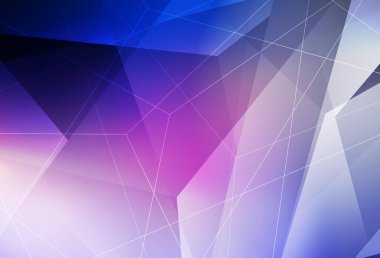 Koyu pembe, üçgenli mavi vektör arkaplan. Doğa tarzında üçgenleri olan güzel bir çizim. Broşürler, broşürler için desen