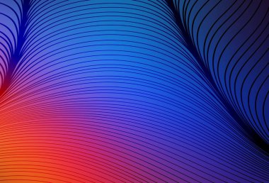 Açık mavi, eğri çizgileri olan kırmızı vektör düzeni. Değişken çizgileri olan renkli soyut çizimler. İşiniz için en iyi tasarım.