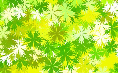 Açık yeşil, sarı vektör karalama arkaplanı ve çiçekler. Çiçekli zarif, parlak bir illüstrasyon. İşiniz için yeni tasarım.