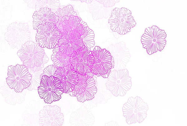 Roxo Claro Desenho Abstrato Vetor Rosa Com Folhas Ilustração Colorida — Vetor de Stock