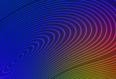 Koyu mavi, kıvrımlı çizgileri olan sarı vektör arkaplan. Soyut ve gradyan renkte renkli çizimler. Tasarımınız için desen.