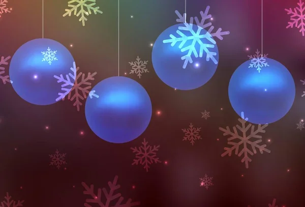 Tmavý Vícebarevný Vektorový Vzor Vánočním Stylu Ilustrace Barevnými Sněhovými Vločkami — Stockový vektor