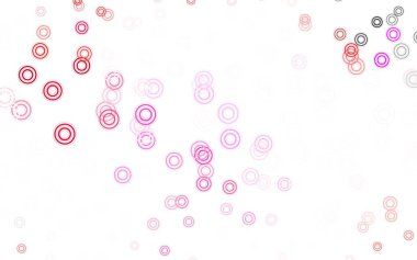 Noktalı açık pembe vektör arkaplanı. Doğa tarzında bulanık halkaları olan güzel renkli çizimler. Güzel web siteleri için desen.