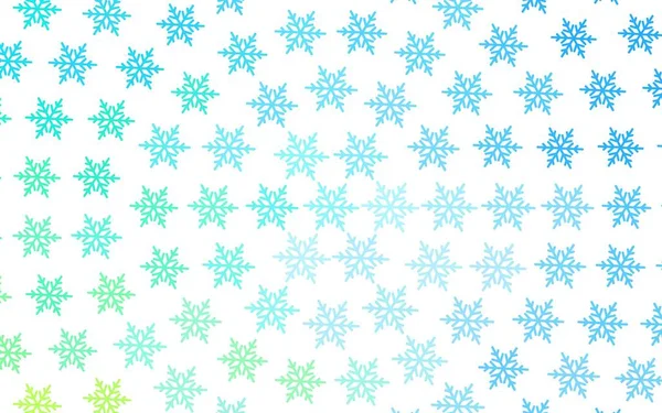 Azul Claro Modelo Vetor Verde Com Flocos Neve Gelo Estrelas — Vetor de Stock