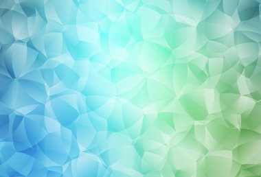 Açık mavi, Memphis şekilli yeşil vektör arkaplan. Modern tarzda değişen renkli kaotik formlar. Bir cep telefonu için arka plan.