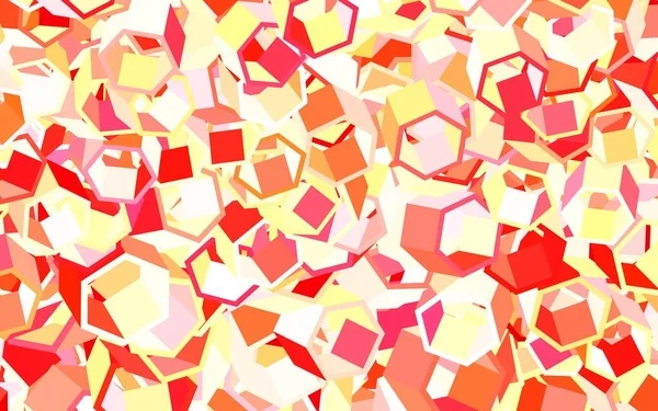 Vermelho Claro Layout Vetorial Amarelo Com Formas Hexagonais Glitter Ilustração — Vetor de Stock