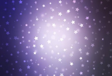 Yılbaşı kar taneleri ve yıldızlı açık mor vektör deseni. Değişken kar taneleri olan renkli kar taneleri. Yeni yıl reklamı için tasarım, kitapçıklar.