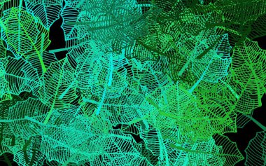 Koyu yeşil vektör yapraklı soyut tasarım. Yapraklı, çiçekli, karalama tarzında renkli çizimler. İşiniz için yepyeni bir tasarım..