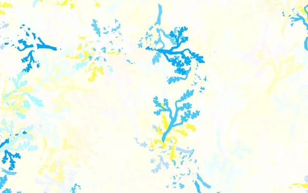 Světle Modrá Žlutý Vektor Přírodní Pozadí Listy Větvemi Listy Větve — Stockový vektor