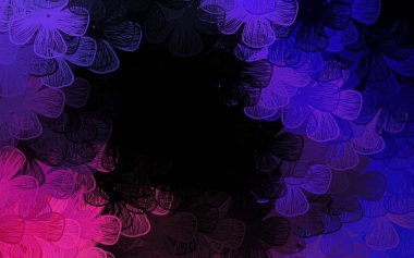 Koyu Mor, pembe vektör soyut arkaplan, ağaçlar, dallar. Çiçeklerle karalama tarzında renkli çizimler. Markan için şık bir model..