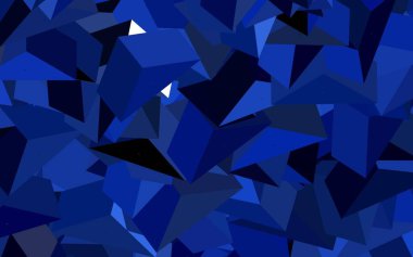 Koyu mavi vektör şablonu, kristaller, üçgenler. Üçgen şekilli ışıltılı soyut çizimler. Bir cep telefonu için arka plan.