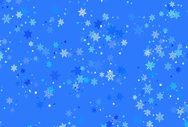 Jasnoniebieskie Tło Wektorowe Płatkami Śniegu Xmas Błyszcząca Abstrakcyjna Ilustracja Kryształami — Wektor stockowy