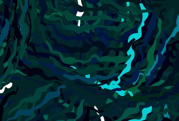 Donkerblauwe Groene Vectorachtergrond Met Gebogen Lijnen Een Geheel Nieuwe Kleurrijke — Stockvector
