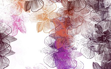 Açık pembe, sarı vektör karalama arkaplanı çiçekli. Çiçeklerle karalama tarzında renkli çizimler. Web ve broşürler için elle boyanmış tasarım.