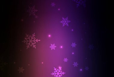 Koyu mor, doğum günü tarzında pembe vektör dokusu. Noel sembolleri ve tabelaları ile renkli çizimler. Harfler ve tipografi için şablon.