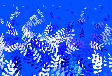 Hafif Mavili vektör arkaplanı yapraklarla karalıyor. Soyut şablondaki karalamalarla dekoratif illüstrasyon. Cep telefonlarının geçmişleri için şablon.