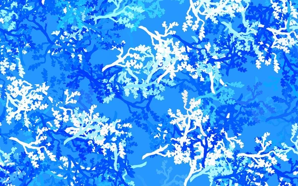 Hellblaue Vektor Doodle Vorlage Mit Blättern Zweigen Blätter Zweige Natürlichem — Stockvektor