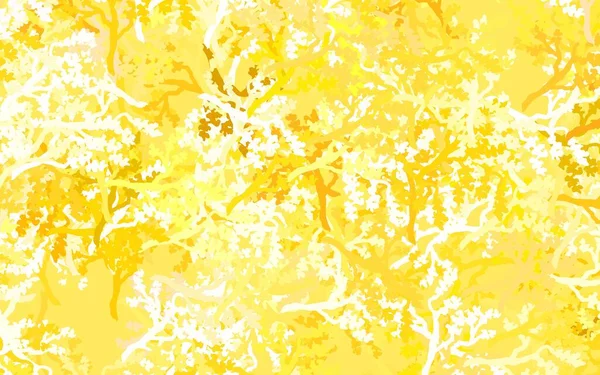 Vermelho Claro Amarelo Vetor Doodle Textura Com Folhas Ramos Ilustração — Vetor de Stock