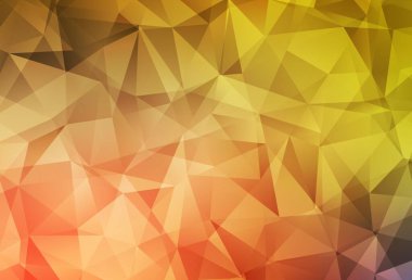 Açık kırmızı, sarı vektör düşük polyester arka plan. Üçgenlerden oluşan parlayan çokgen çizimler. Cep telefonunun arka planının şablonu.