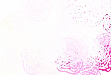 Açık Pembe, Memphis şekilli sarı vektör arkaplan. Renkli rastgele şekillerle modern soyut illüstrasyon. Kartvizitiniz için modern tasarım.