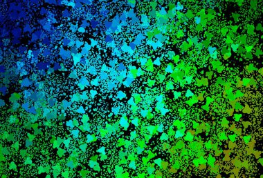 Koyu mavi, kaotik şekilli yeşil vektör şablonu. Rastgele şekillerle soyut tarzda dekoratif tasarım. Duvar kağıtları için zarif tasarım.