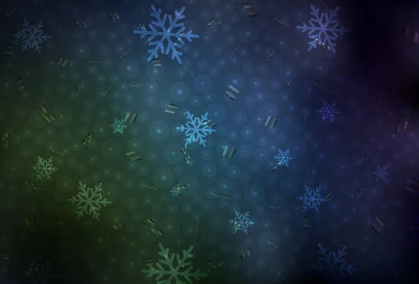 Темно Синий Зеленый Векторный Узор Рождественском Стиле Красочная Иллюстрация Снегом — стоковый вектор