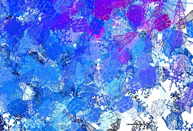 Açık pembe, mavi vektör karalama desenli ağaçlar, dallar. Karalama tarzında renkli soyut çizimler. Duvar kağıdı tasarımınız için yeni bir doku.