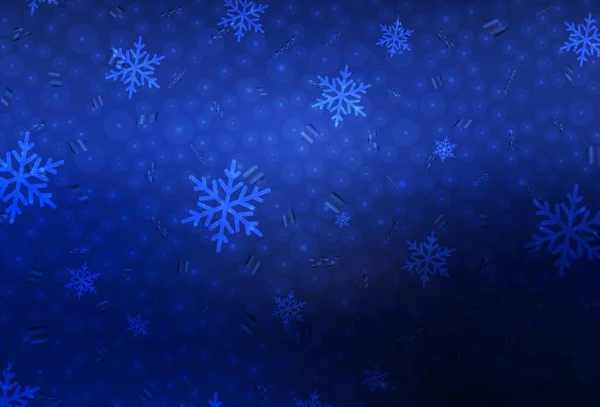 Xmasスタイルのダークブルーベクトルの背景 雪と新年のクリスマスボールとカラフルなイラスト 文法サイトのパターン — ストックベクタ