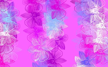 Açık mavi, çiçekli kırmızı vektör karalama şablonu. Parlak renkli resimli çiçekler. Web siteleri ve pankartlar için desenli desen.