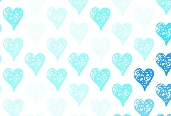 Light Blue Vector Pattern Colorful Hearts Decorative Design Hearts Simple — Stock Vector