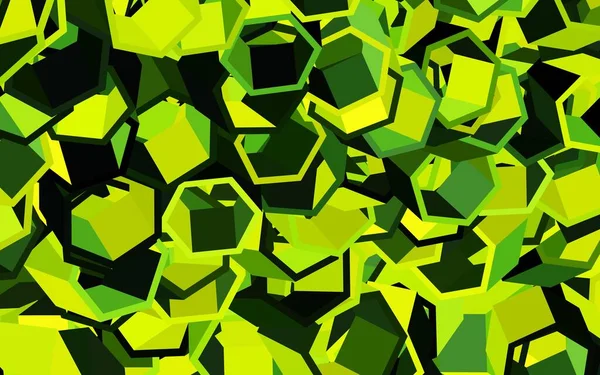 Verde Oscuro Diseño Vectorial Amarillo Con Formas Hexagonales Ilustración Abstracta — Archivo Imágenes Vectoriales